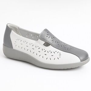 HOTTER White Silver Leather
Slip On Casual Flats Shoes